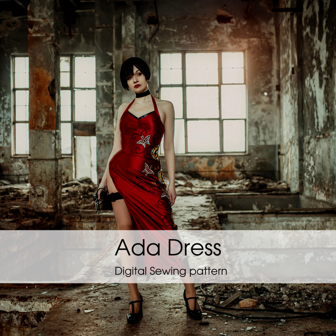 High-Quality Ada Wong  Red Dress Cosplay Costume Digital Sewing Pattern