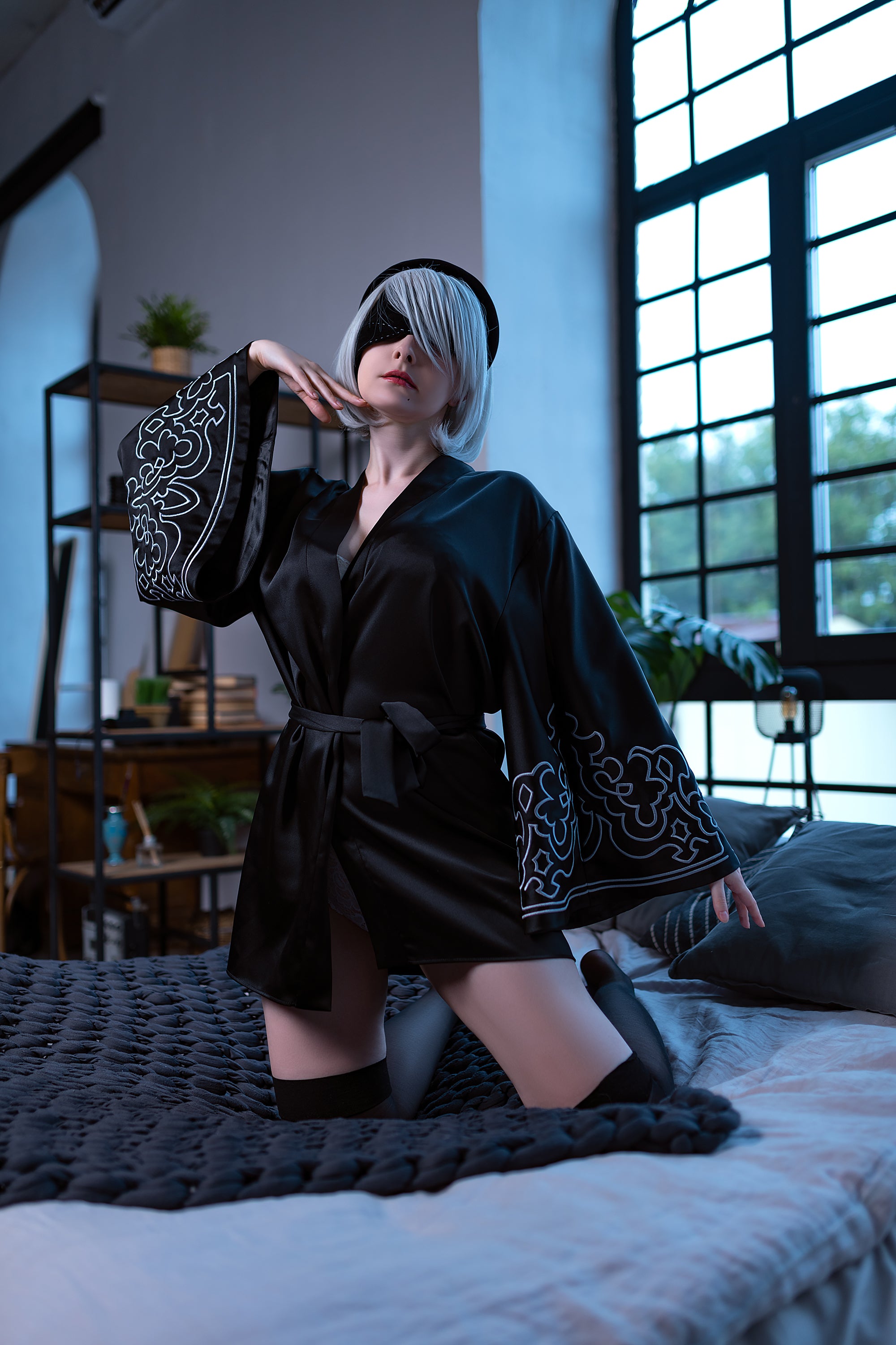 Nier Automata 2b Inspired Cosplay Nightgown and Peignoir - Made to Order