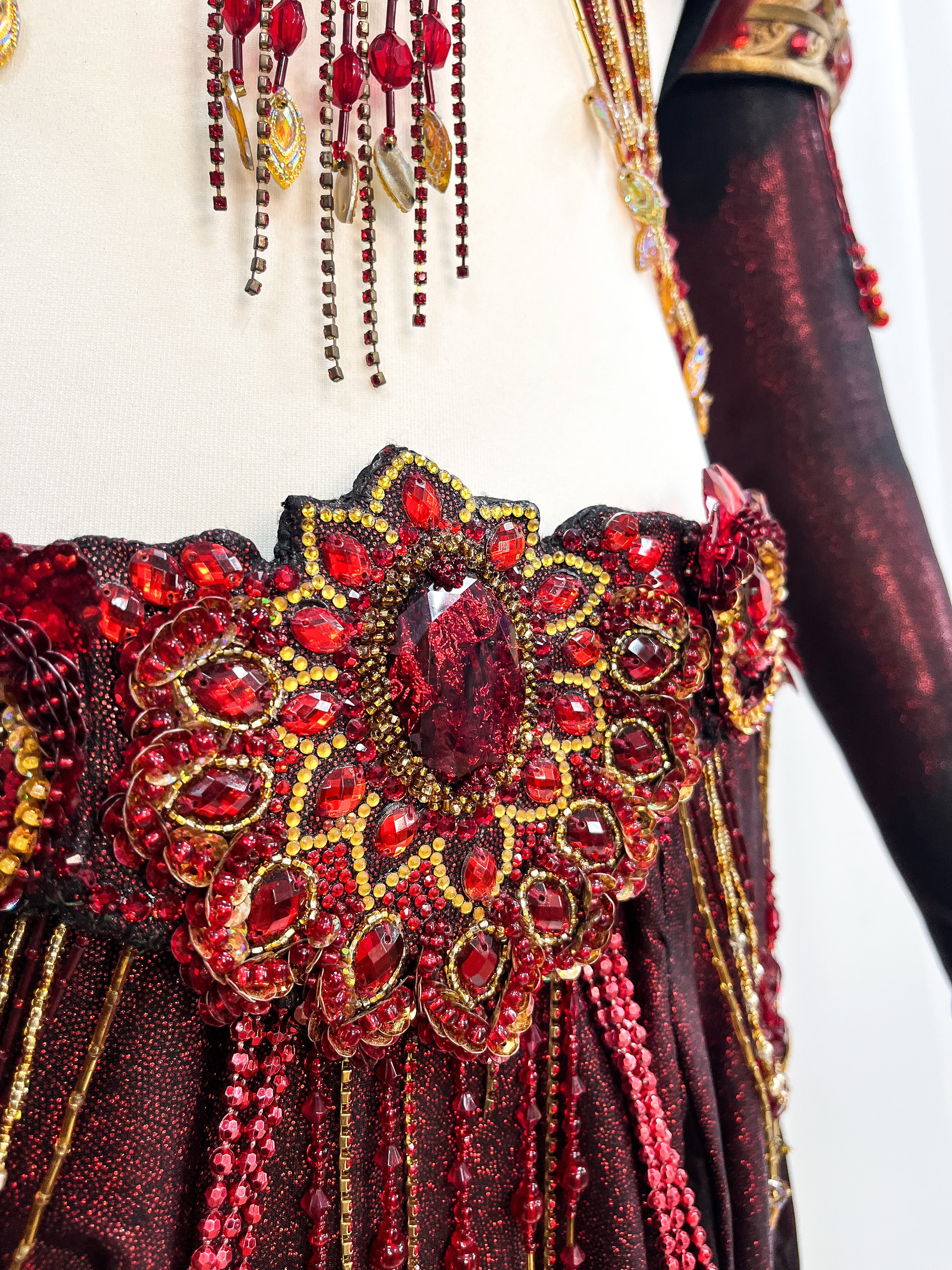 Red Burlesque Fantasy Halloween Bird Upcycle Costume - In Stock