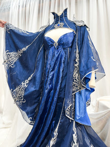 Mysterious Blue Elemental Demon Cosplay Fantasy Costume Upcycled - In Stock