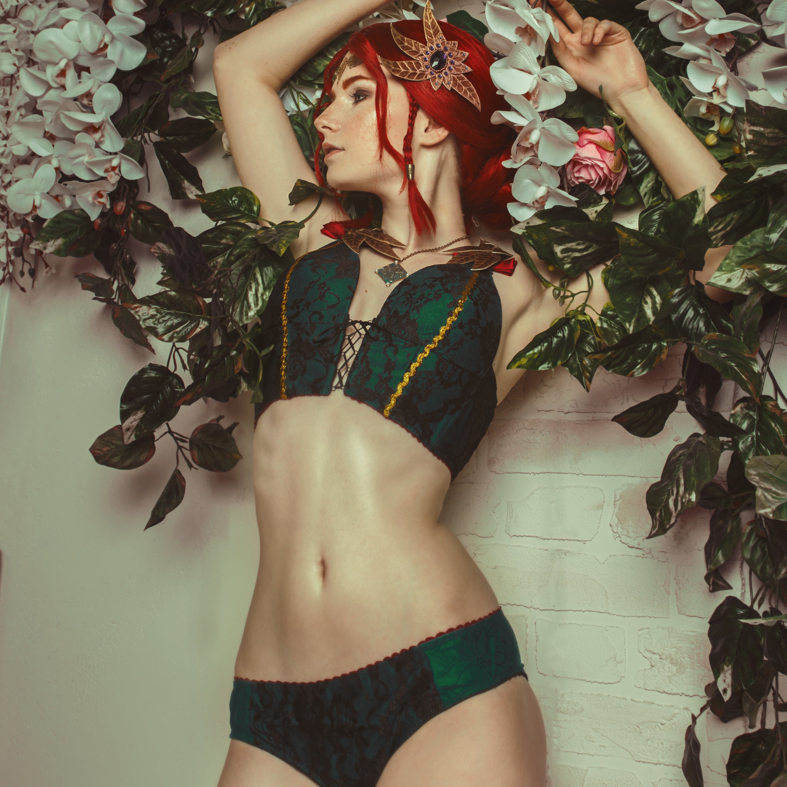 Witcher Wind Hunt Triss Green Fantasy Cosplay Lingerie - In Stock/Custom Made