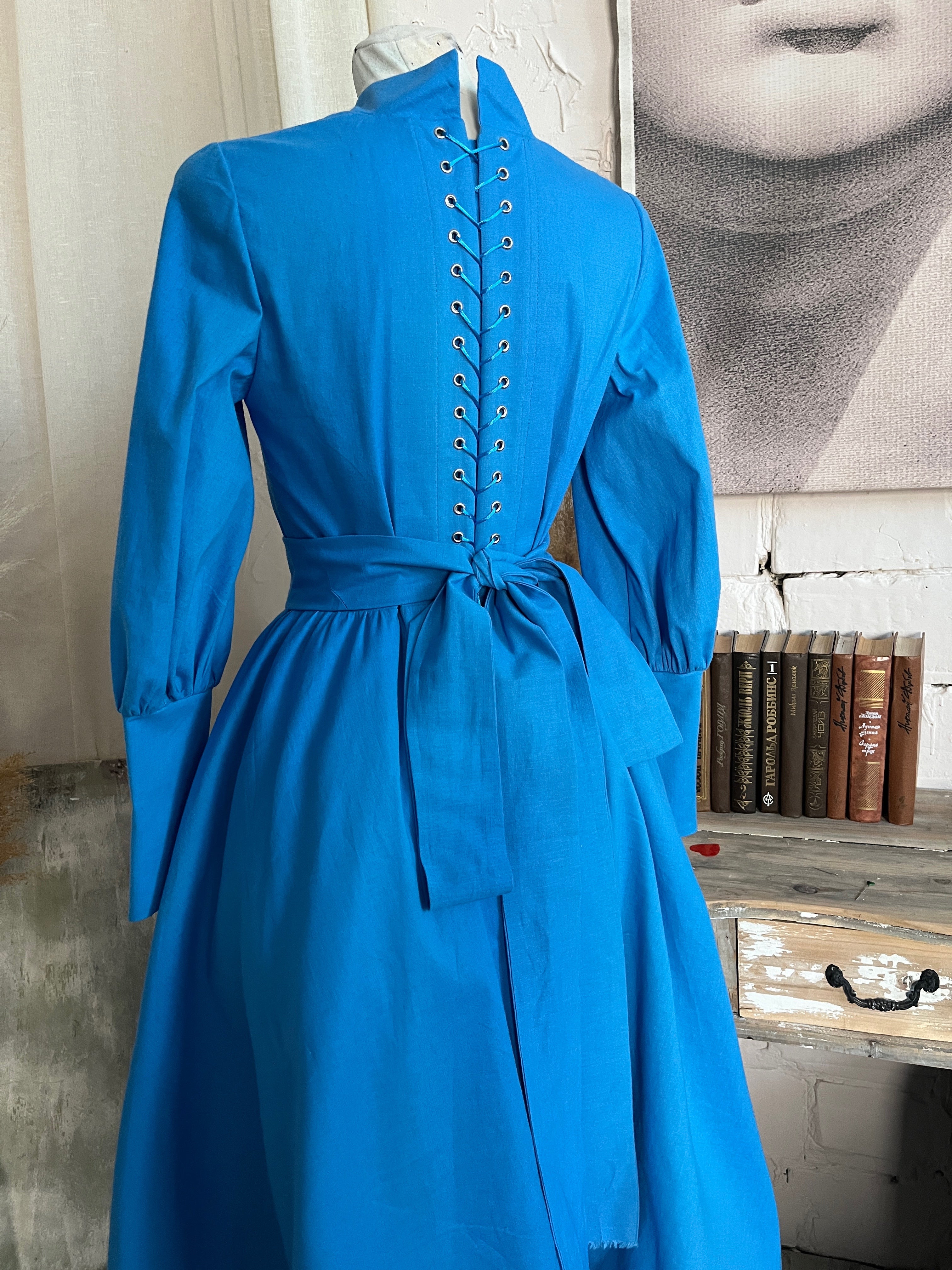 Howl's Moving Castle Sophie Hatter Inspired Vintage Blue Dress - Custom Made/In Stock