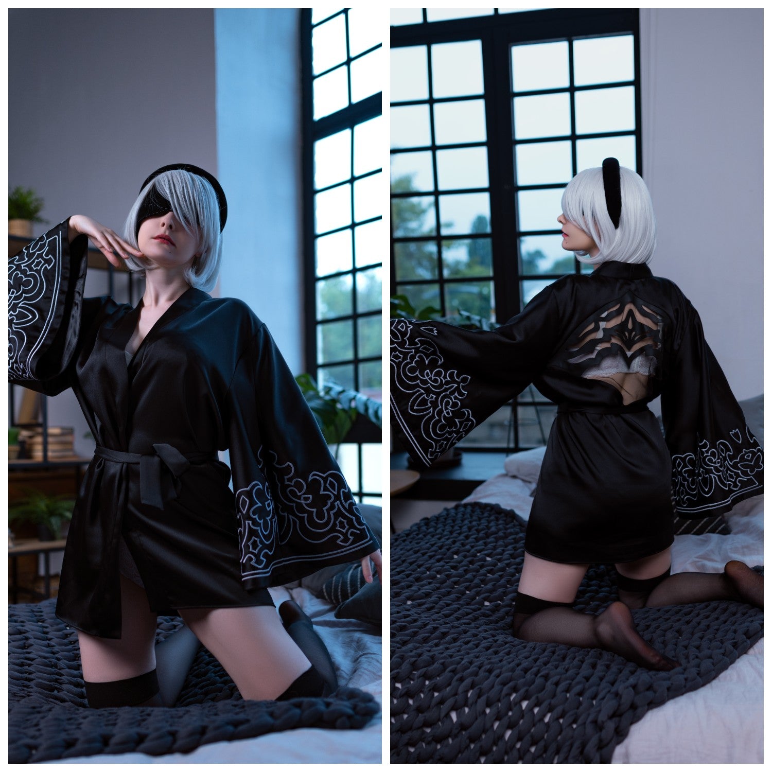Nier Automata 2b Inspired Cosplay Nightgown and Peignoir - Made to Order