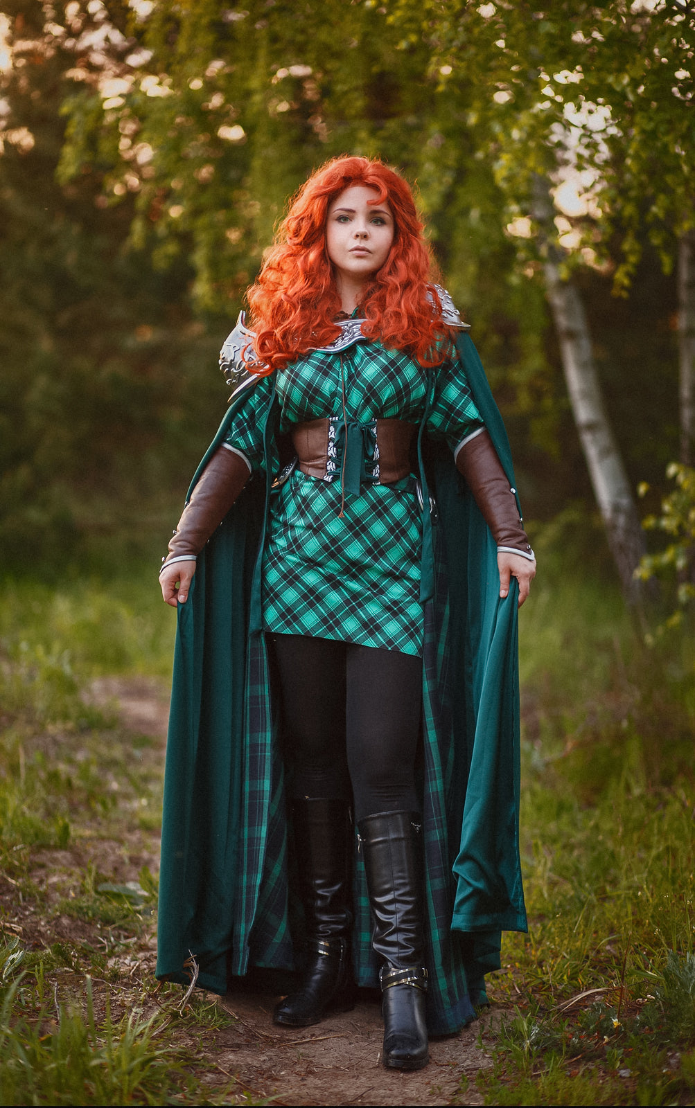 Green Fantasy Warrior Princess Costume Cosplay - Custom Made Dress+Accessories (Without Cape) / S Green Fantasy Warrior Princess Costume Cosplay - Custom Made Dress+Accessories (Without Cape) / S
