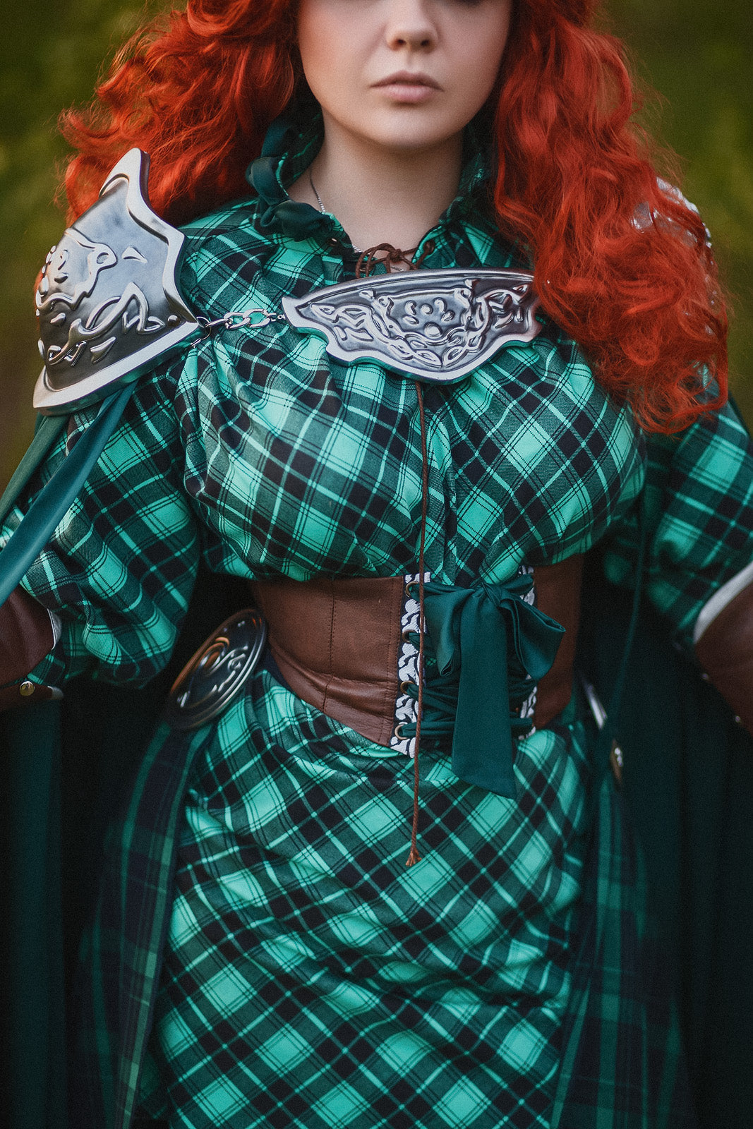 Green Fantasy Warrior Princess Costume Cosplay - Custom Made Dress+accessories (without cape) / S Green Fantasy Warrior Princess Costume Cosplay - Custom Made Dress+accessories (without cape) / S