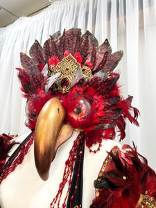 Red Burlesque Fantasy Halloween Bird Upcycle Costume - In Stock