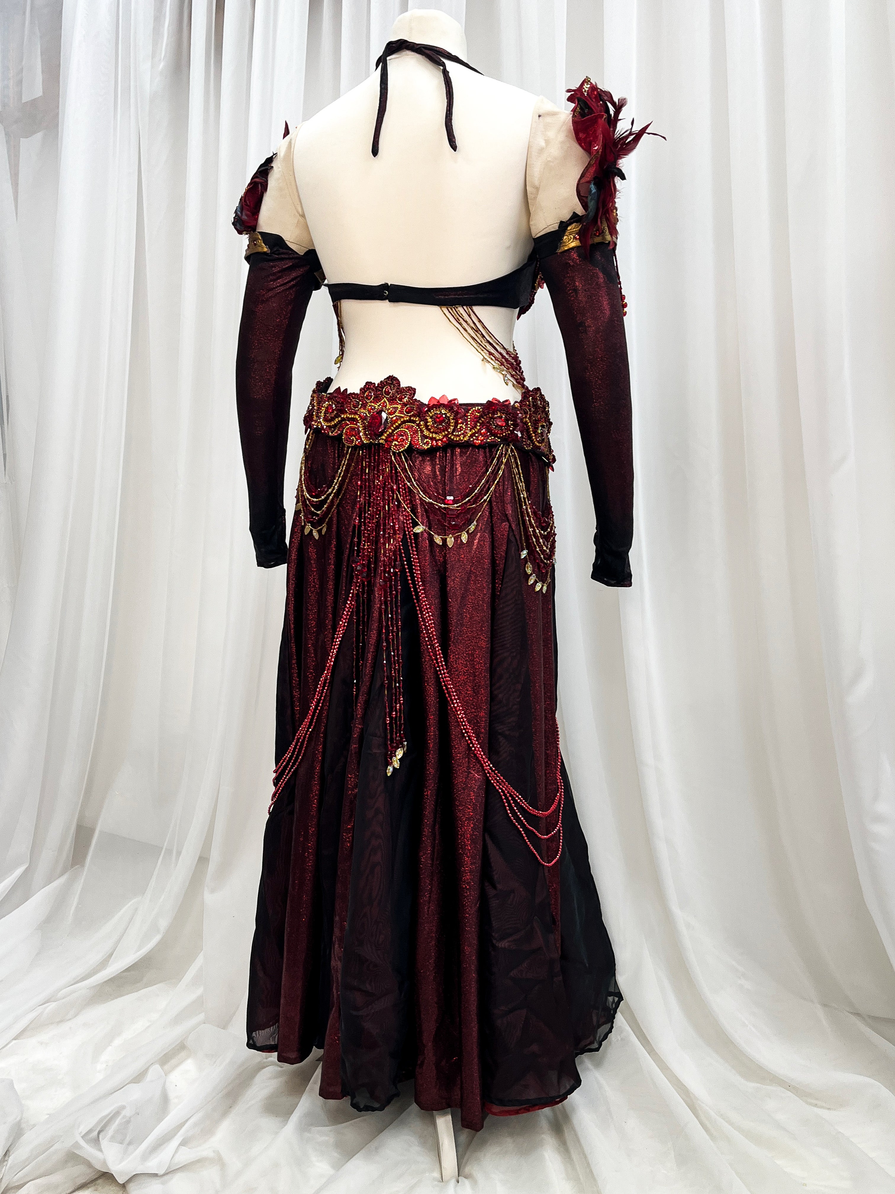 Red Burlesque Fantasy Halloween Bird Upcycle Costume - In Stock