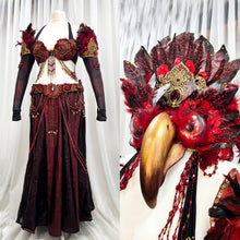 Red Burlesque Fantasy Halloween Bird Upcycle Costume - In Stock