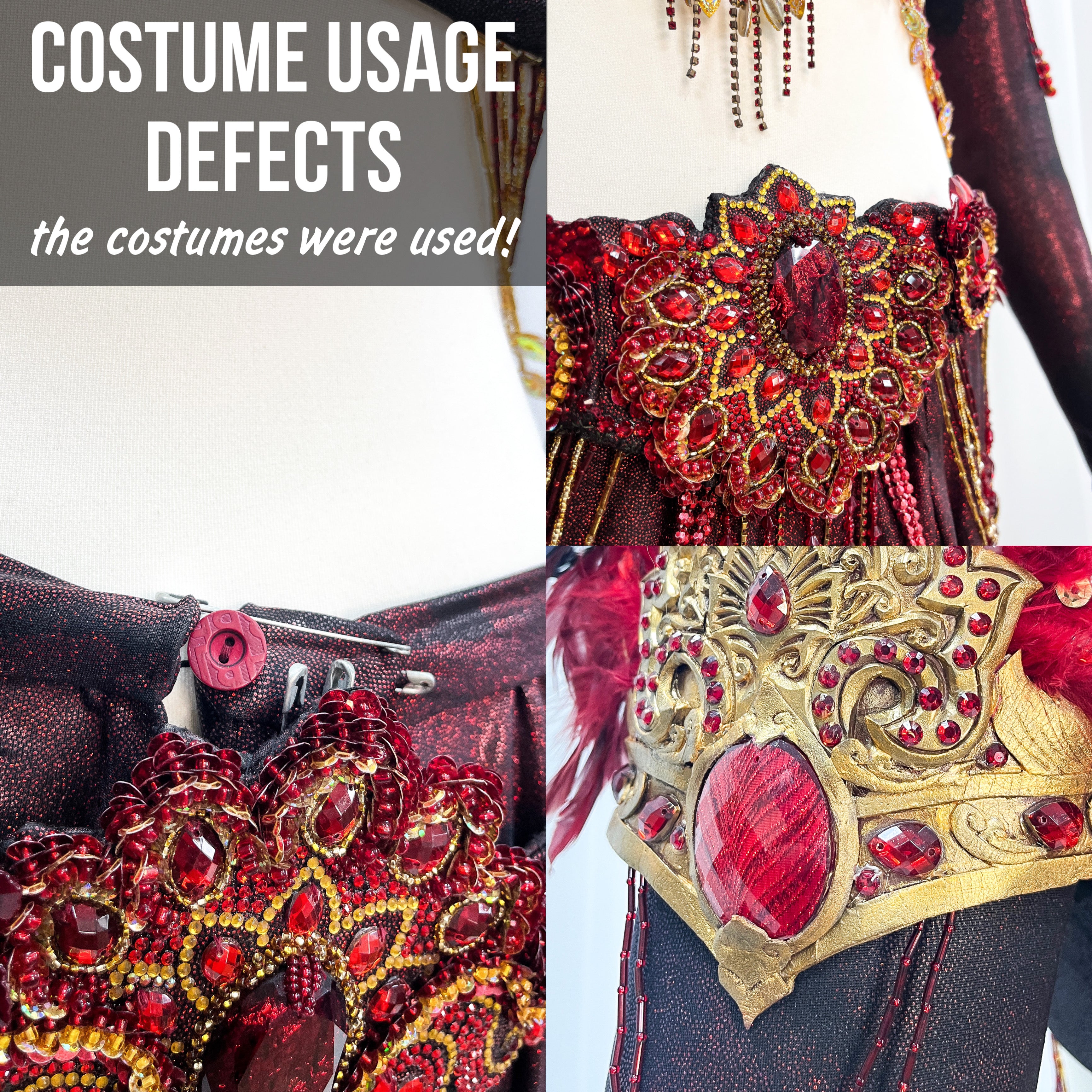 Red Burlesque Fantasy Halloween Bird Upcycle Costume - In Stock