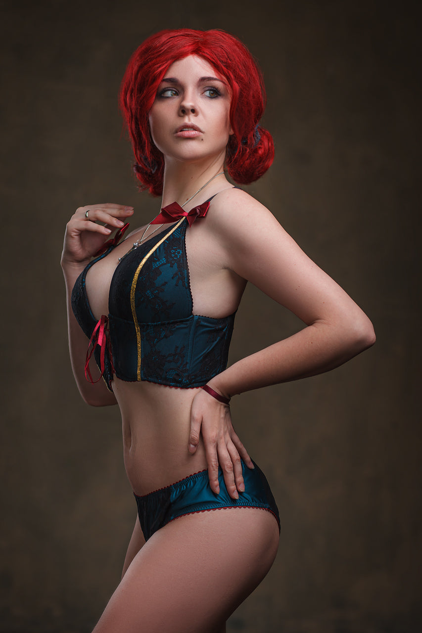 Witcher Wind Hunt Triss Green Fantasy Cosplay Lingerie - In Stock/Custom Made