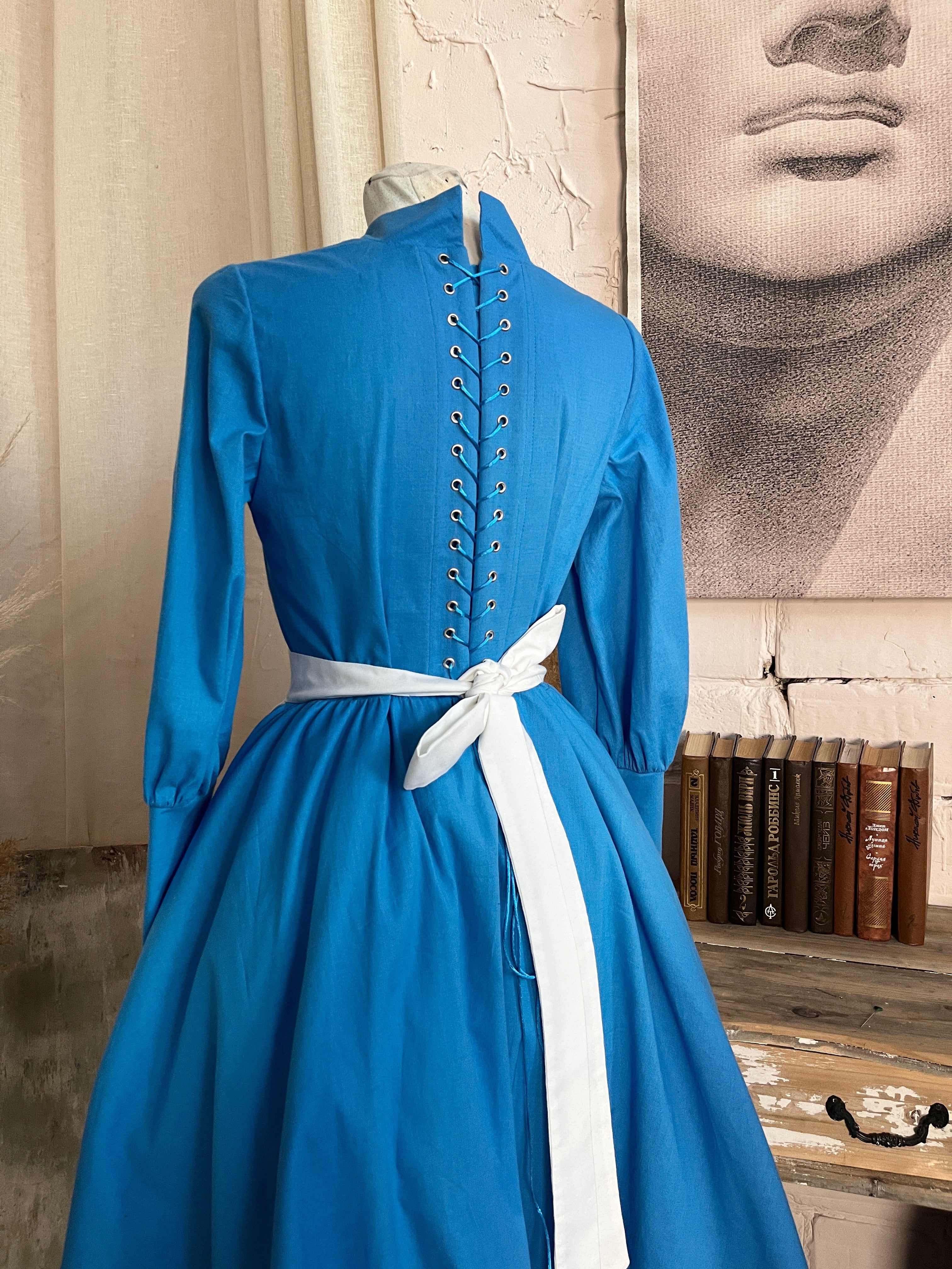 Howl's Moving Castle Sophie Hatter Inspired Vintage Blue Dress - Custom Made/In Stock