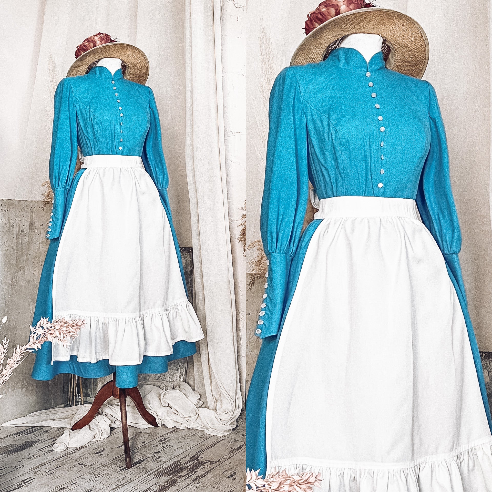 Howl's Moving Castle Sophie Hatter Inspired Vintage Blue Dress - Custom Made/In Stock