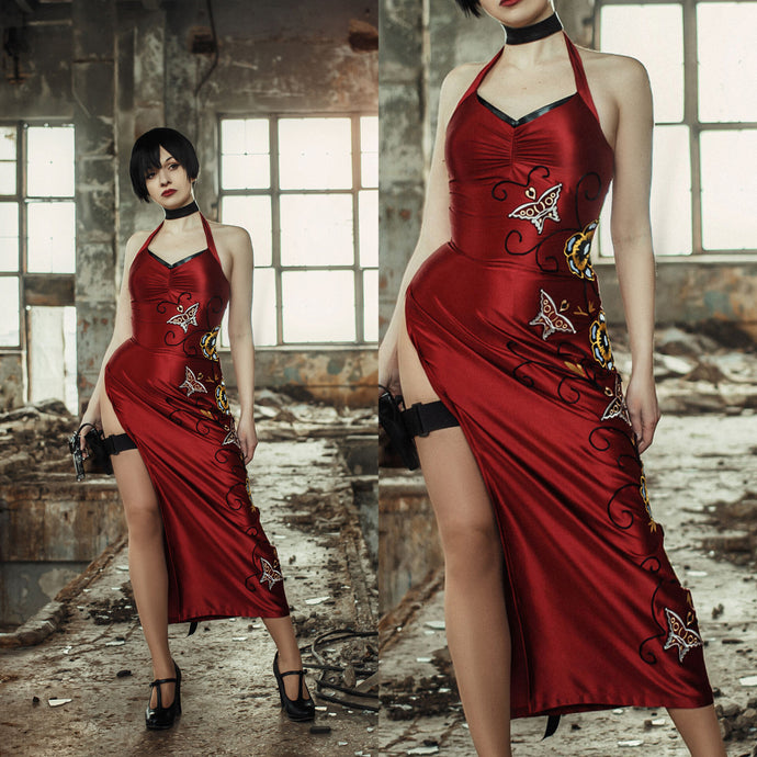 Resident Evil Ada Wong Red Dress Cosplay Costume - In Stock